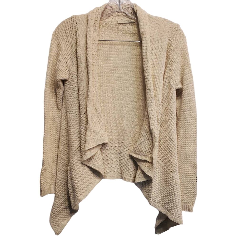 Elisabetta Cream Knit Open Front Cardigan Sweater Made in Italy Size Small